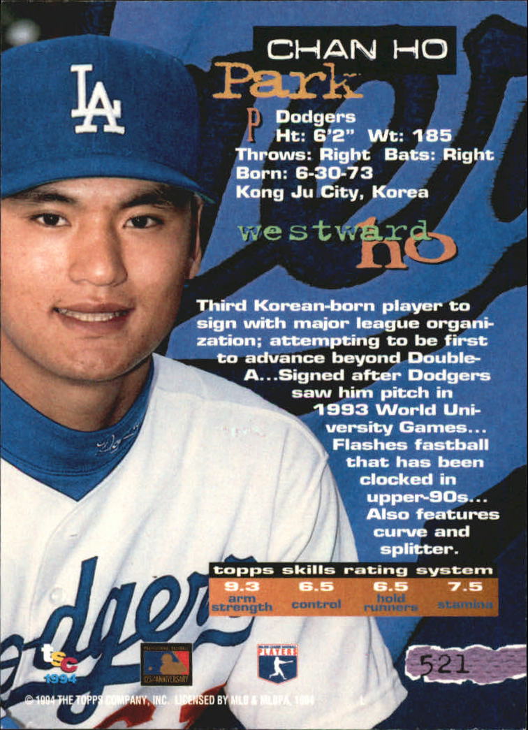 1994 Stadium Club Members Only Parallel #521 Chan Ho Park back image