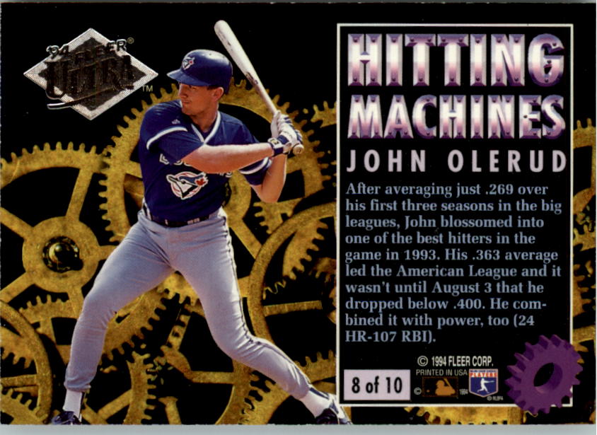 1994 Ultra Hitting Machines #8 John Olerud back image