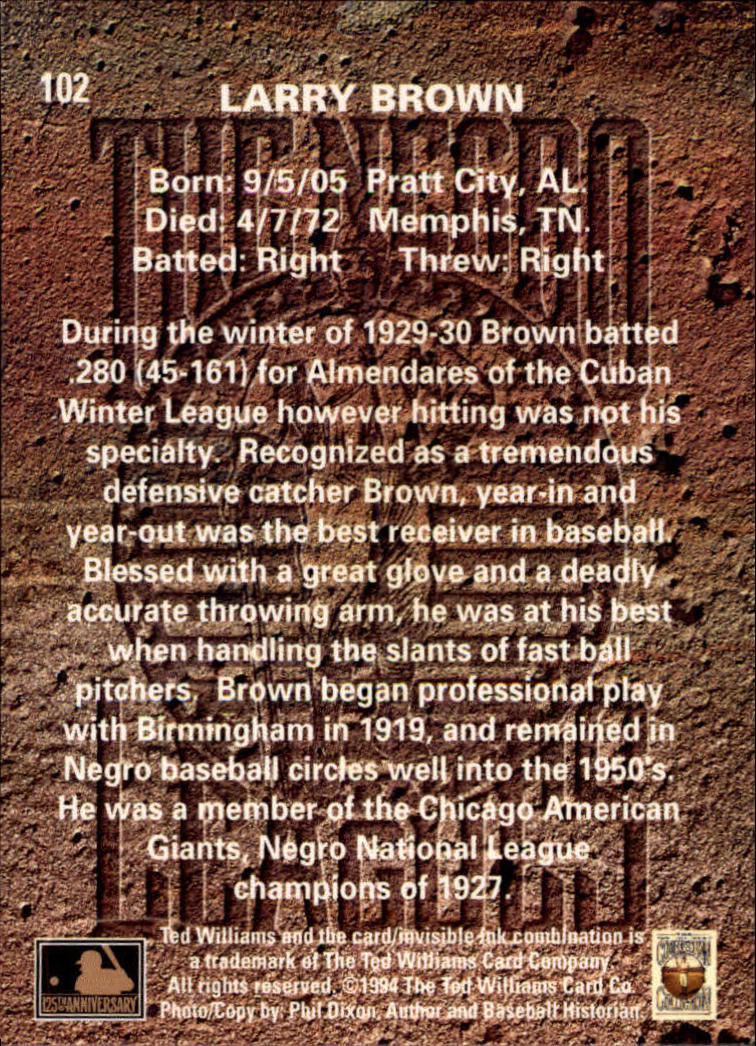 1994 Ted Williams #102 Larry Brown back image