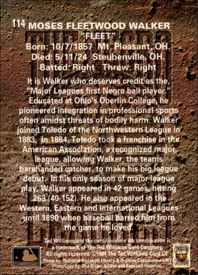 1994 Ted Williams #114 Fleetwood Walker - NM-MT