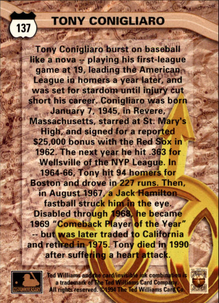 1994 Ted Williams #137 Tony Conigliaro - NM-MT - The Dugout Sportscards &  Comics