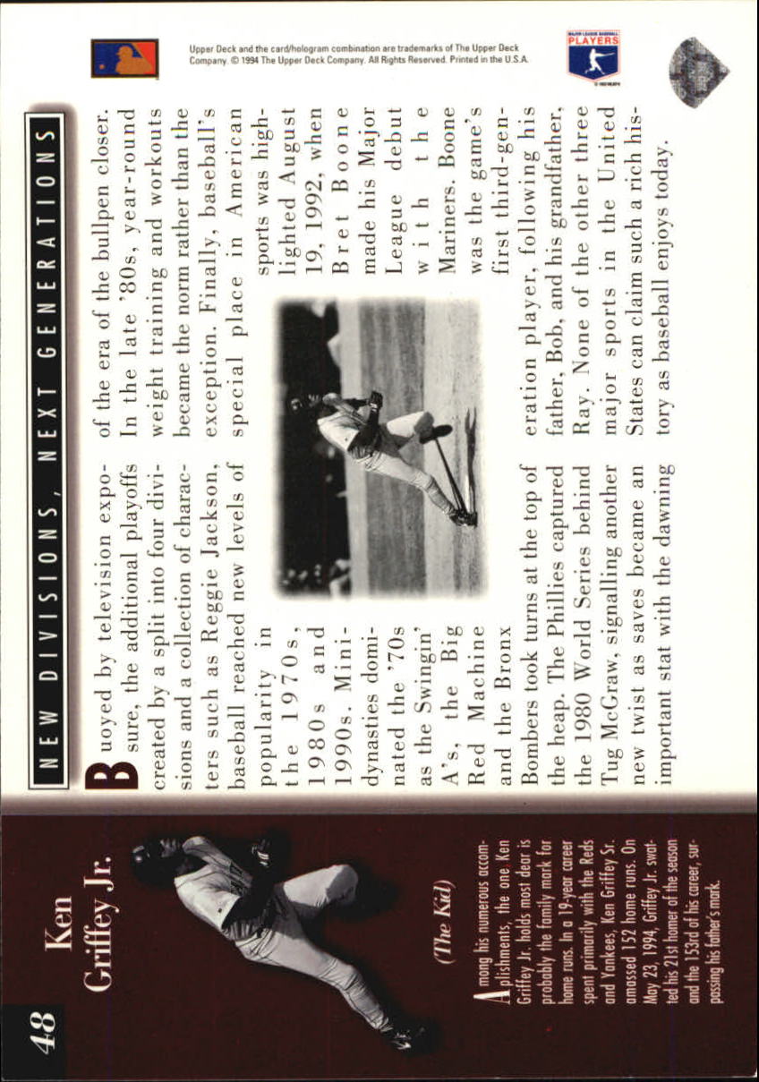 1994 Upper Deck All-Star Jumbos #48 Ken Griffey Jr. 125th Ann. back image