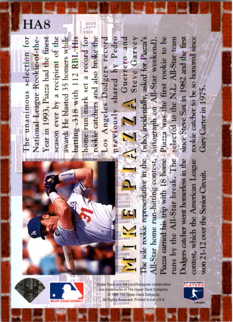 1994 Collector's Choice Home Run All-Stars #HA8 Mike Piazza back image