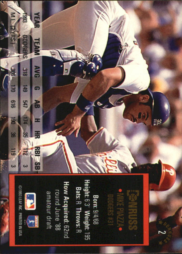 1994 Donruss #2 Mike Piazza back image