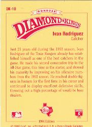 1994 Donruss Diamond Kings #DK10 Ivan Rodriguez back image
