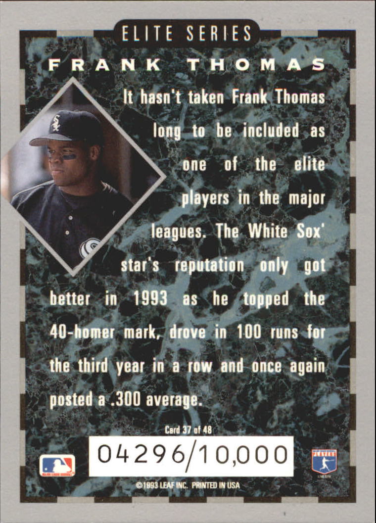 1994 Donruss Elite #37 Frank Thomas back image