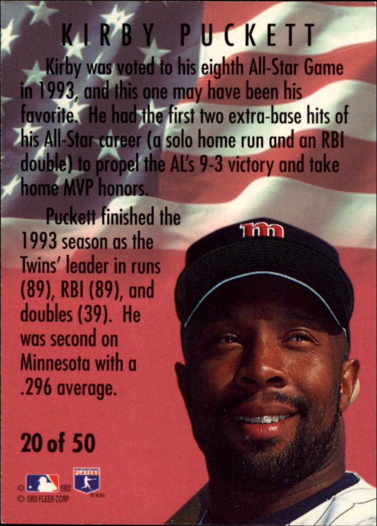 1994 Fleer All-Stars #20 Kirby Puckett back image