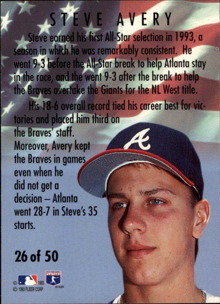 1994 Fleer All-Stars #26 Steve Avery back image