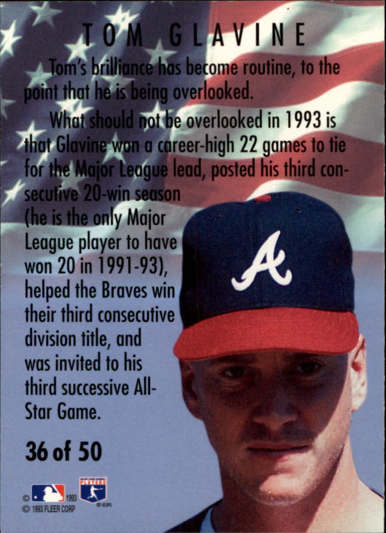 1994 Fleer All-Stars #36 Tom Glavine back image