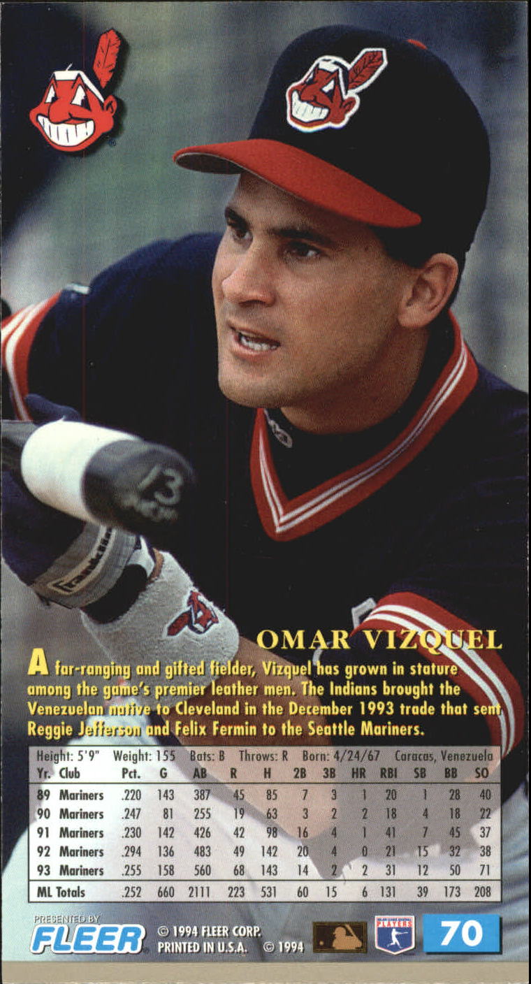 1994 Fleer Extra Bases #70 Omar Vizquel back image