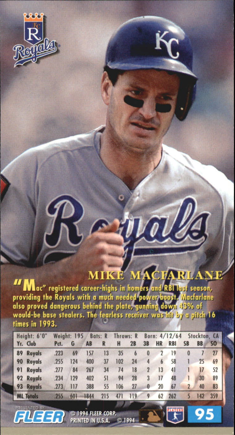 1994 Fleer Extra Bases #95 Mike Macfarlane back image