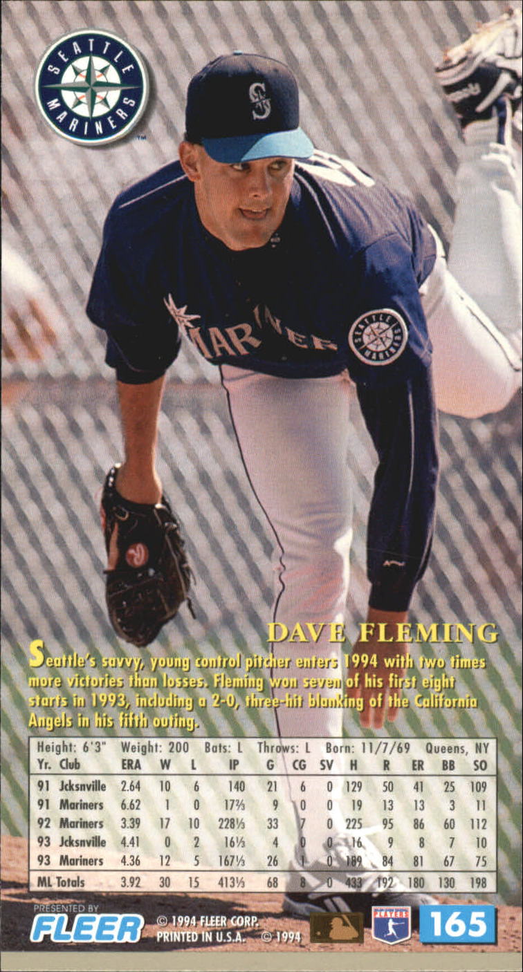 1994 Fleer Extra Bases #165 Dave Fleming back image