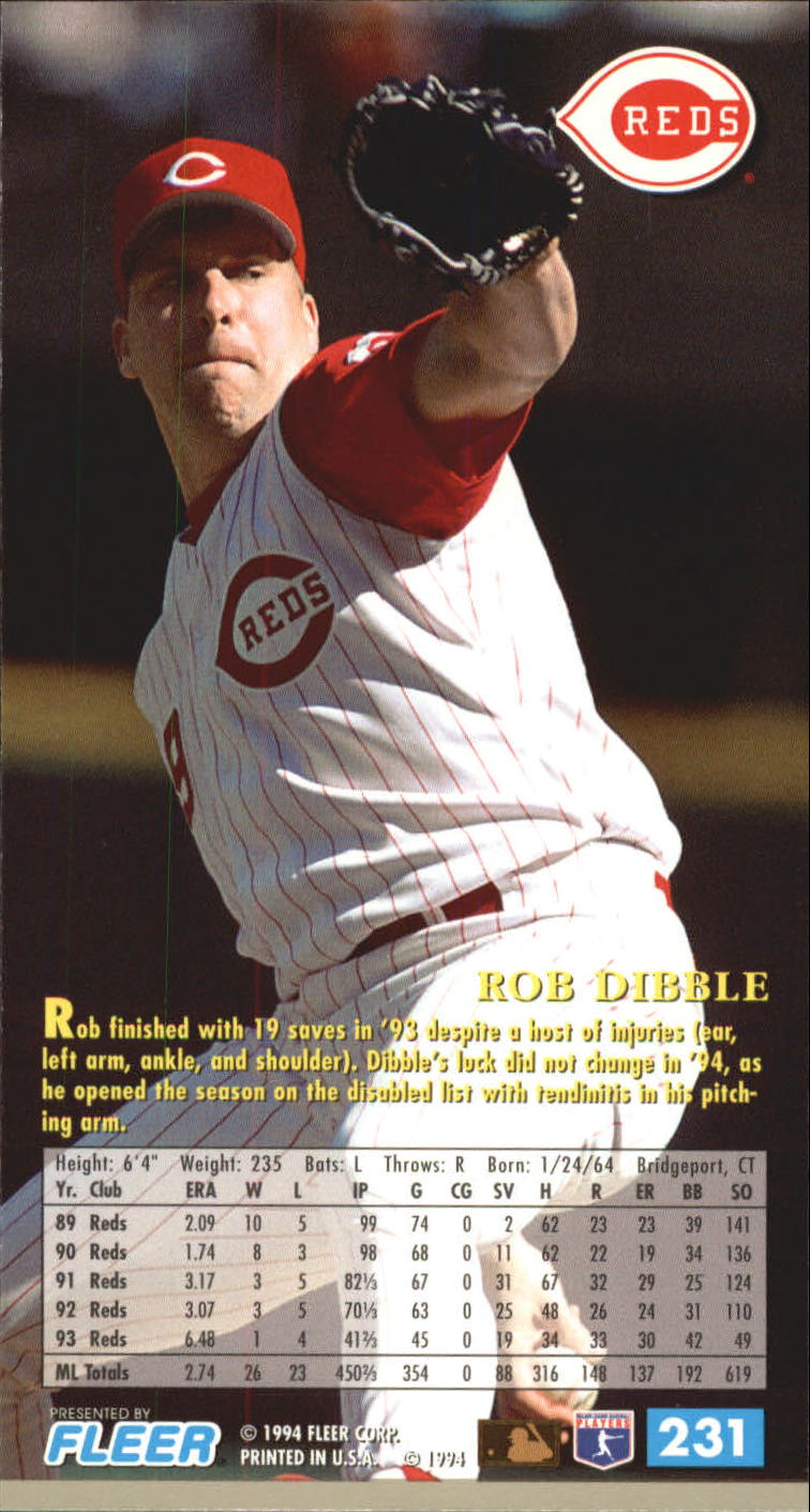 1994 Fleer Extra Bases #231 Rob Dibble back image