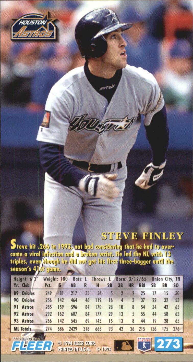 1994 Fleer Extra Bases #273 Steve Finley back image