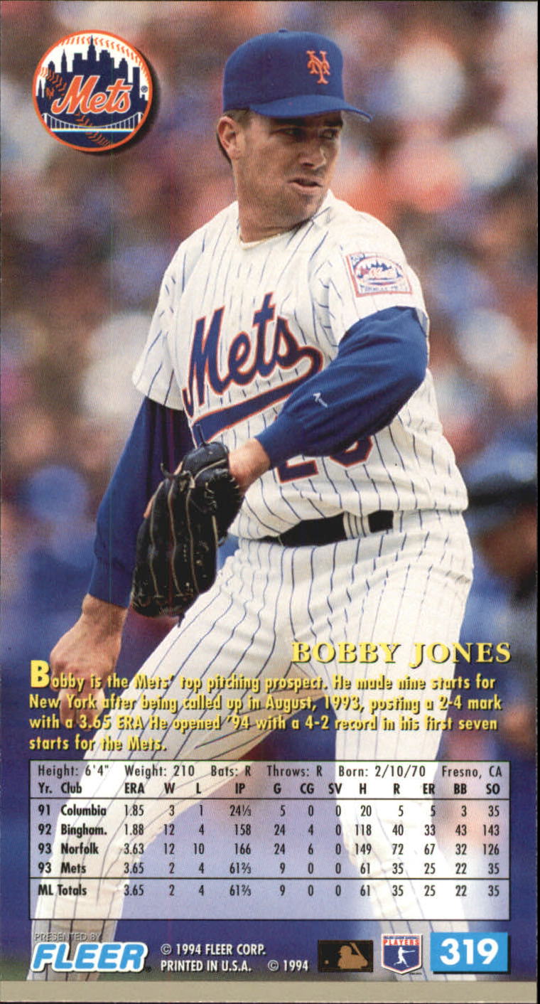 1994 Fleer Extra Bases #319 Bobby Jones back image