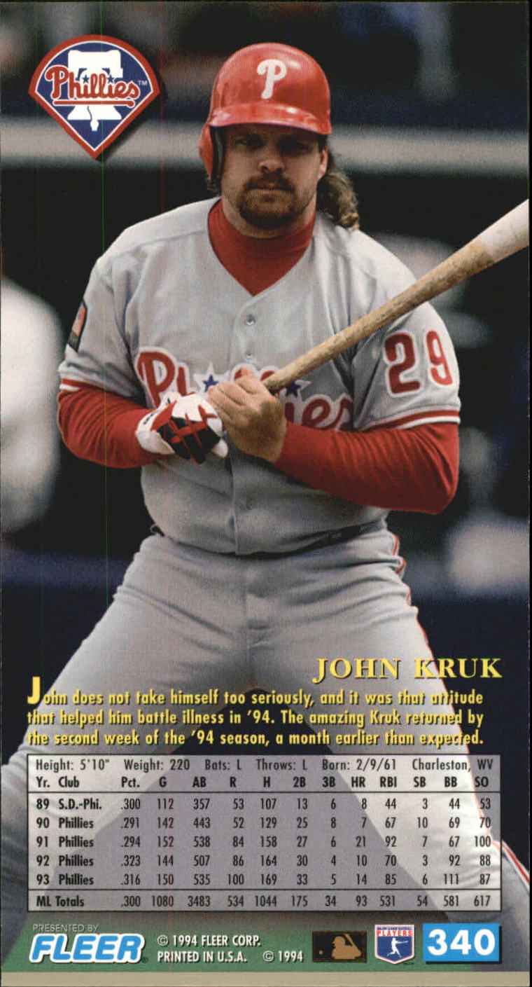  1994 Score Baseball Card #28 John Kruk : Collectibles