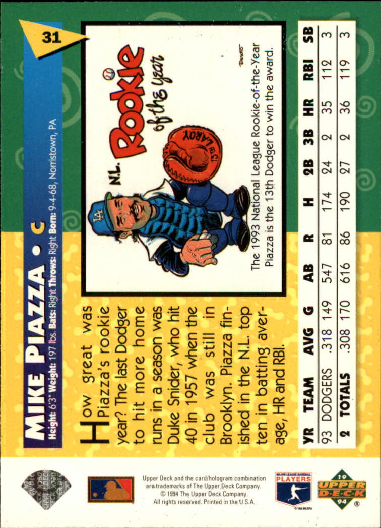 1994 Fun Pack #31 Mike Piazza back image