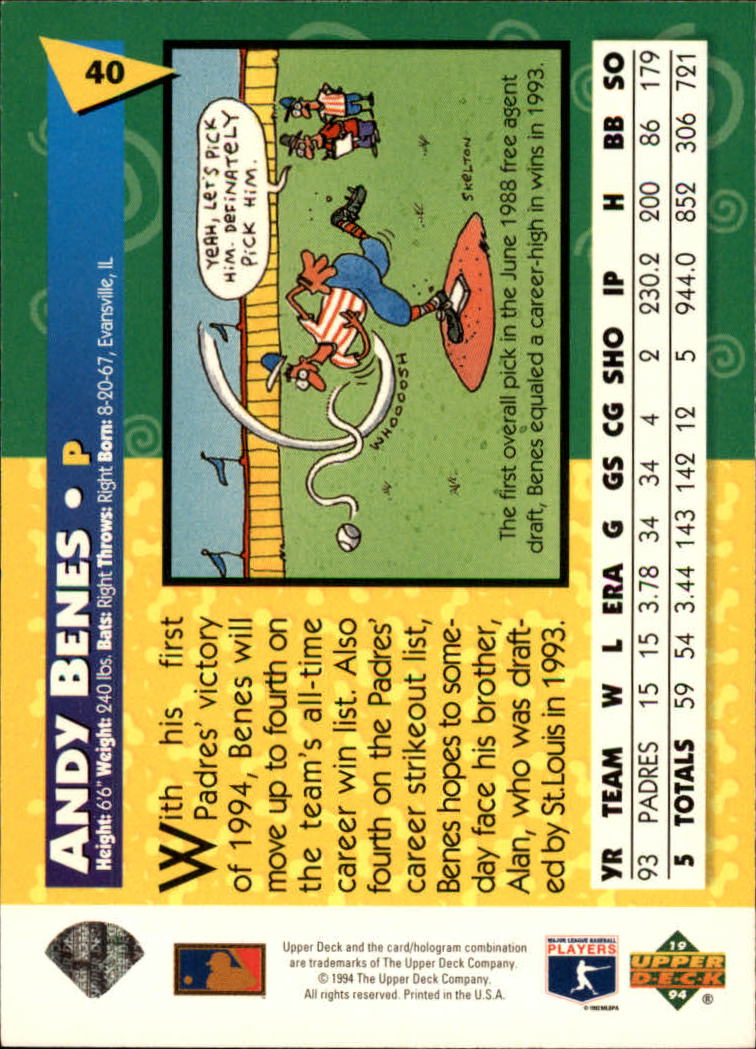 1994 Fun Pack #40 Andy Benes back image