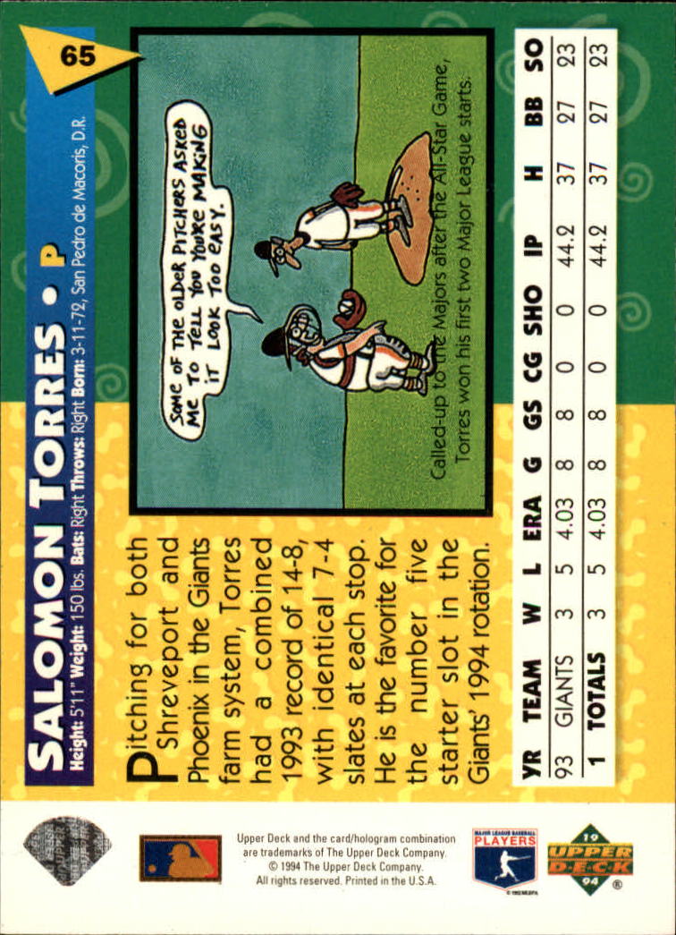 1994 Fun Pack #65 Salomon Torres back image