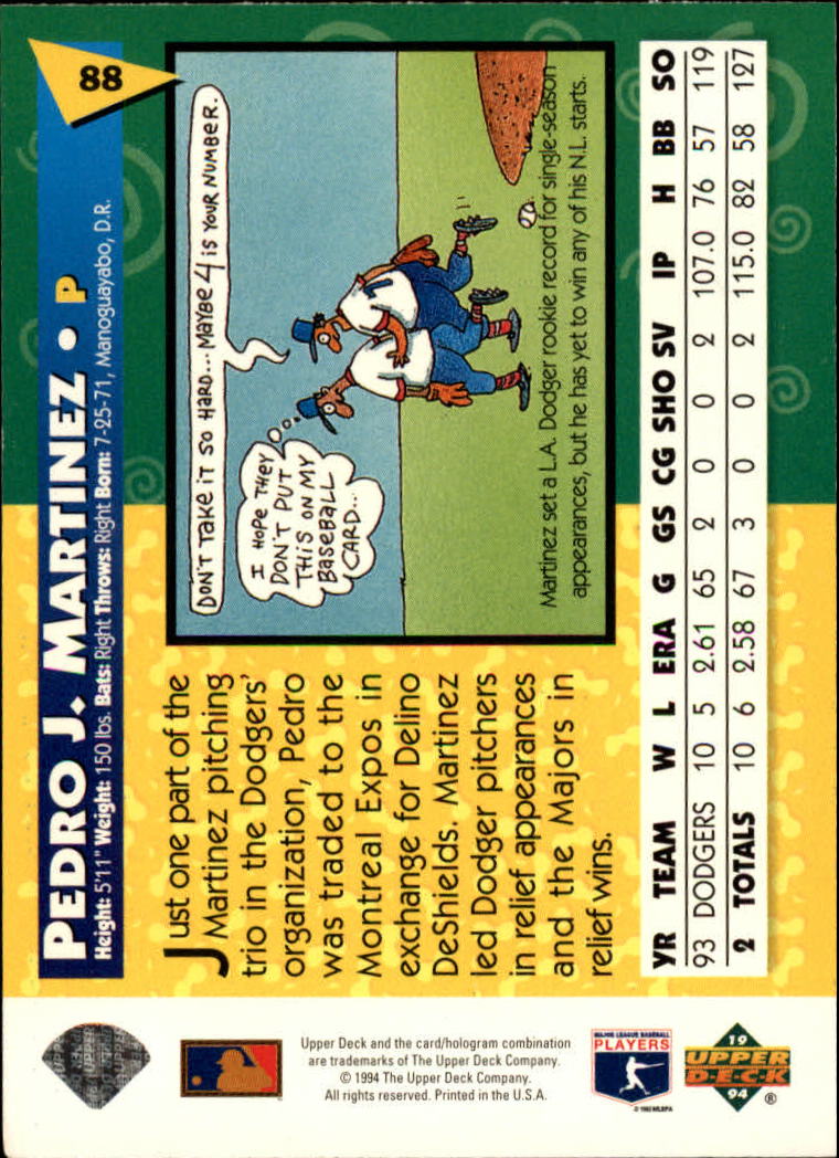 1994 Fun Pack #88 Pedro Martinez back image