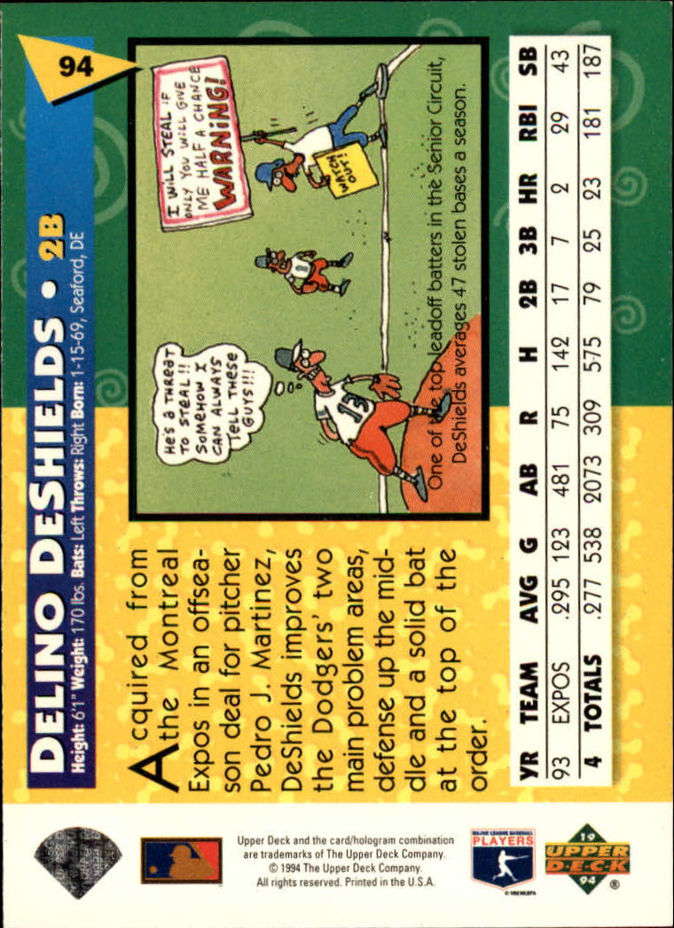 1994 Fun Pack #94 Delino DeShields back image