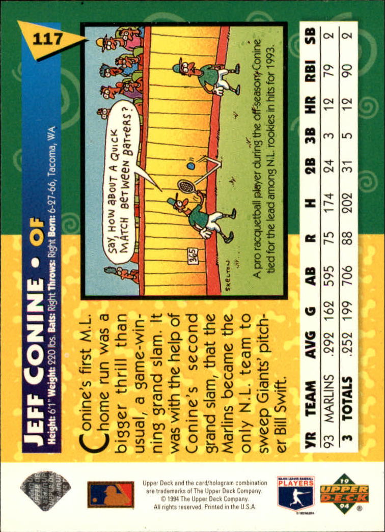 1994 Fun Pack #117 Jeff Conine back image