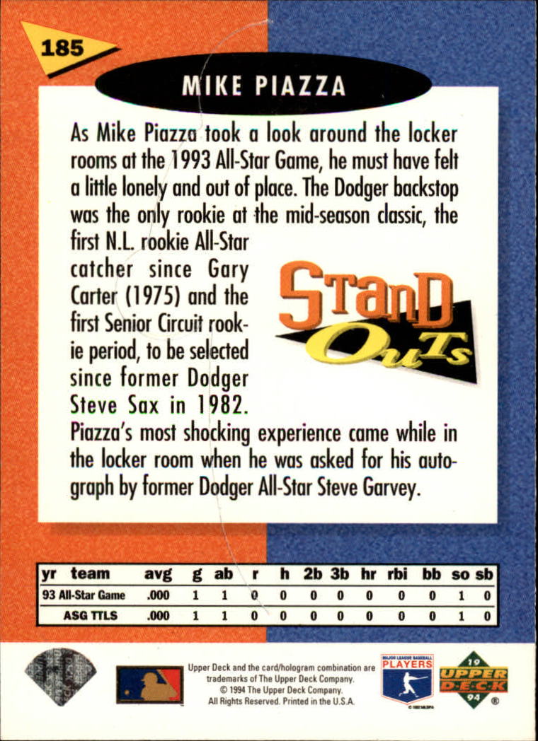 1994 Fun Pack #185 Mike Piazza STA back image
