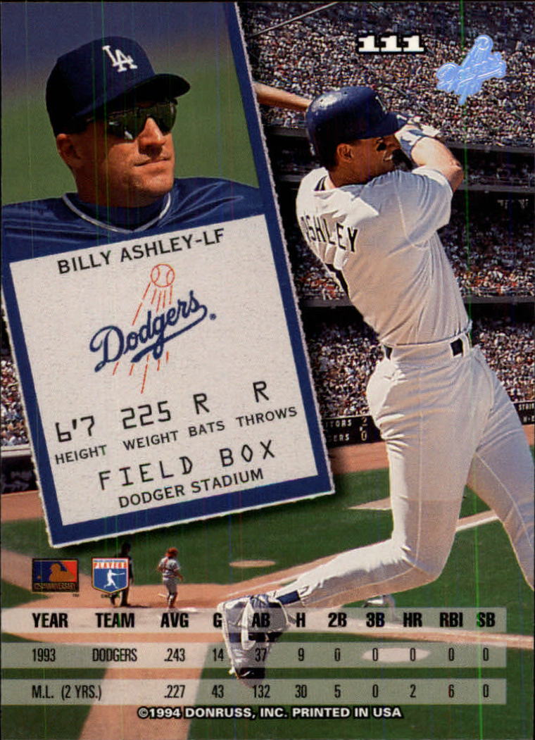 1994 Leaf #111 Billy Ashley back image