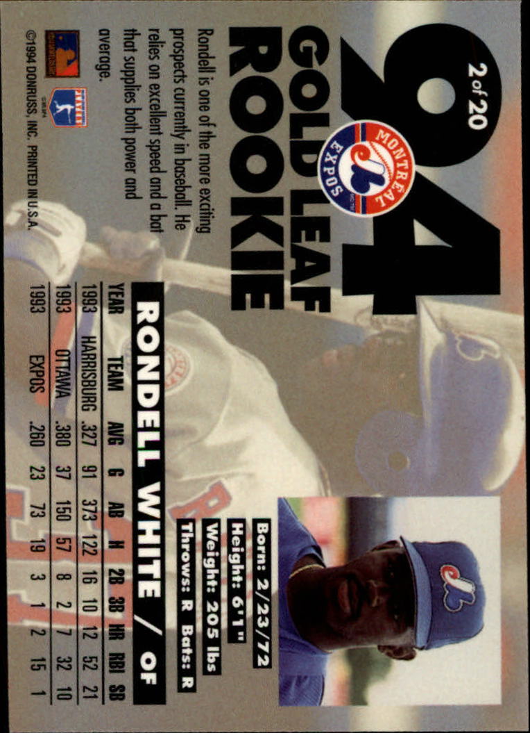 1994 Leaf Baseball "Gold Rookies" Insert Cards - Picture 5 of 35