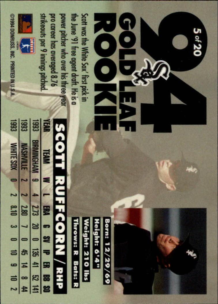 1994 Leaf Baseball "Gold Rookies" Insert Cards - Picture 9 of 35