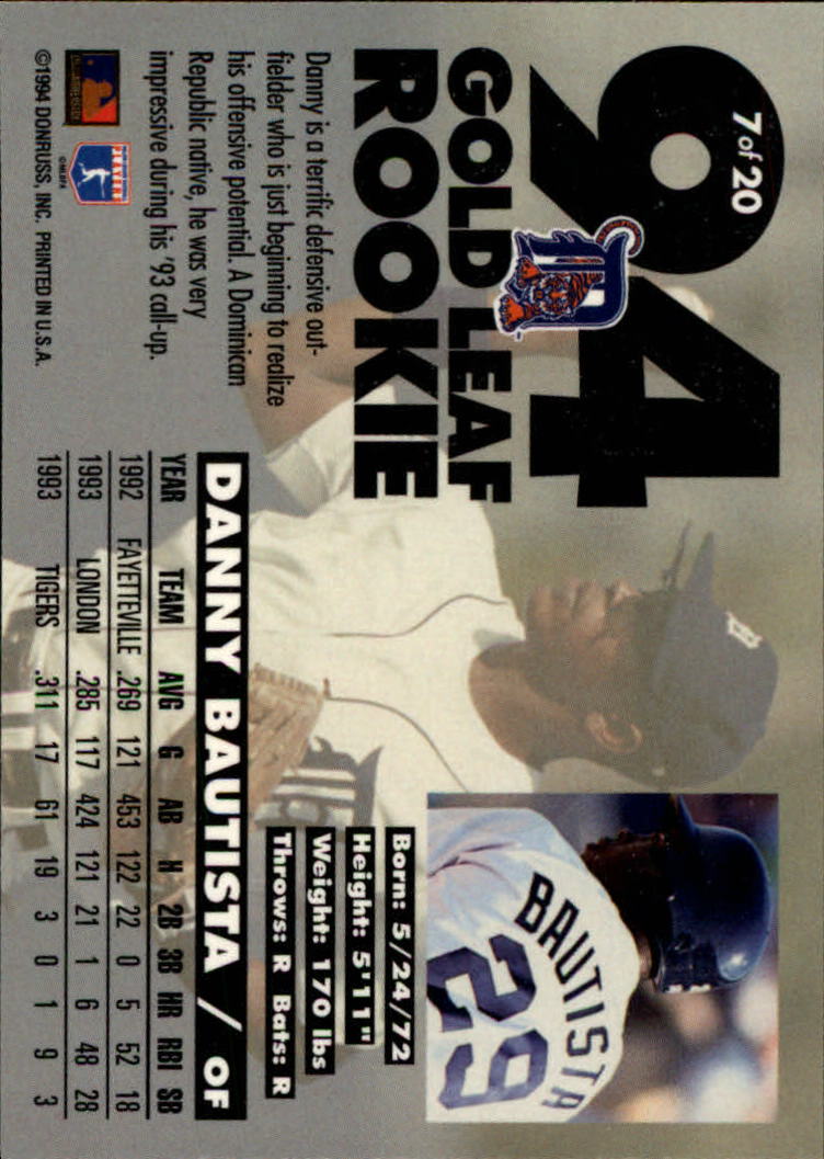 1994 Leaf Baseball "Gold Rookies" Insert Cards - Picture 13 of 35