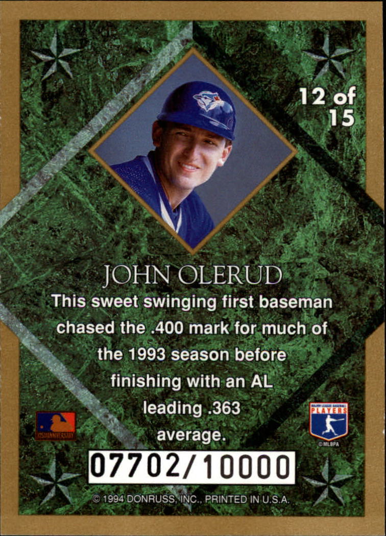 1994 Leaf Gold Stars #12 John Olerud back image