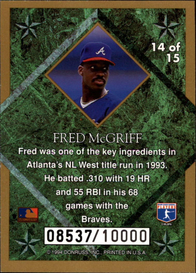 1994 Leaf Gold Stars #14 Fred McGriff back image