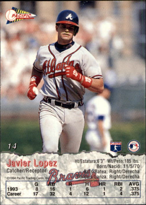 1994 Pacific #14 Javier Lopez back image