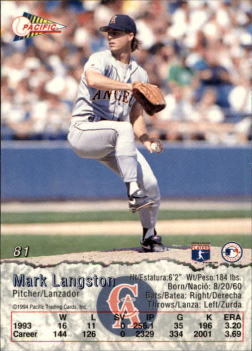 B3005- 1994 Pacific Baseball Cards 1-248 +Rookies -You Pick- 15+ FREE US SHIP - Picture 123 of 349