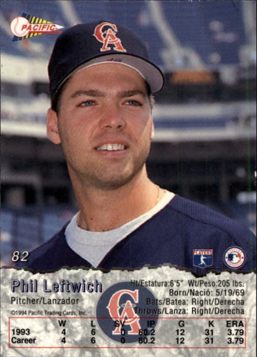 1994 Pacific #82 Phil Leftwich RC back image