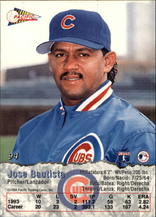 1994 Pacific #94 Jose Bautista back image