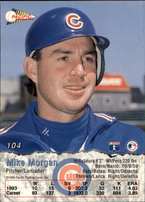 1994 Pacific #104 Mike Morgan back image