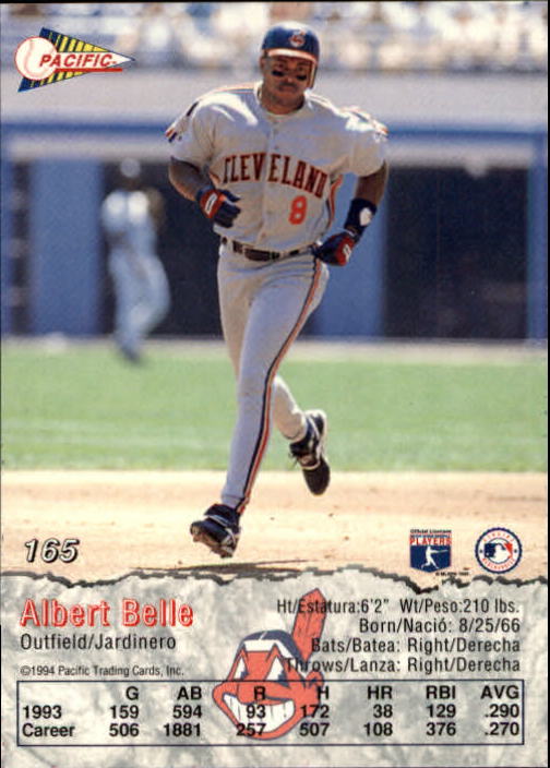 1994 Pacific #165 Albert Belle back image