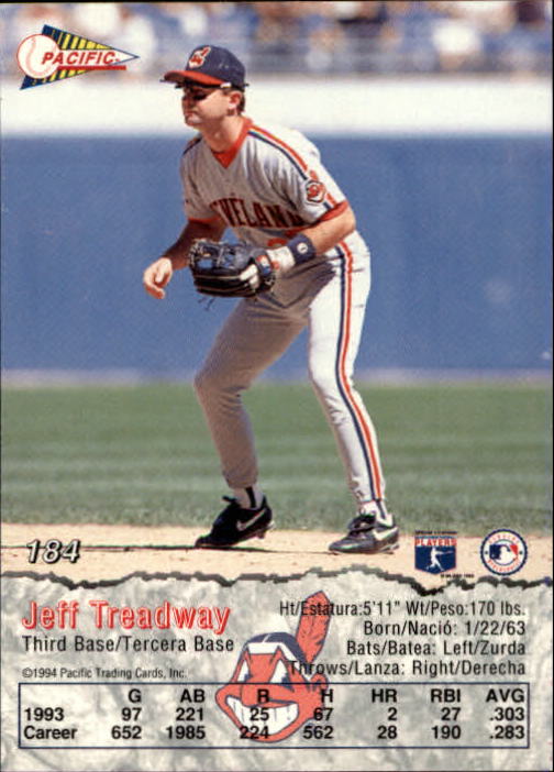 1994 Pacific #184 Jeff Treadway back image