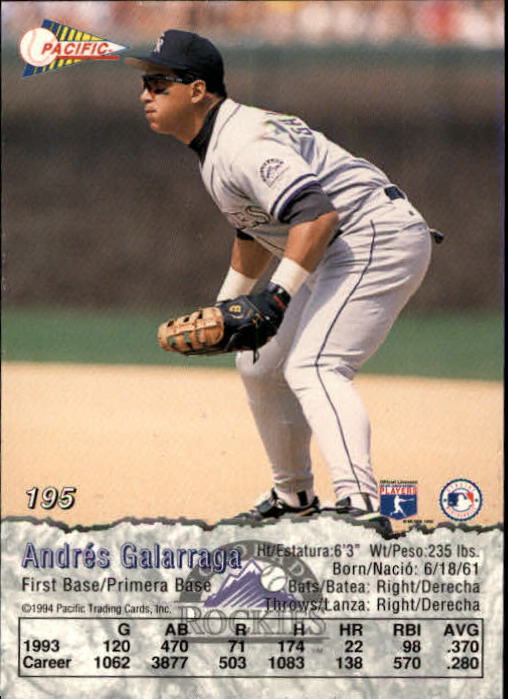 B3005- 1994 Pacific Baseball Cards 1-248 +Rookies -You Pick- 15+ FREE US SHIP - Picture 283 of 349