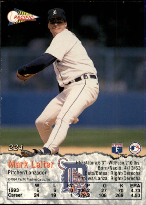 1994 Pacific #224 Mark Leiter back image