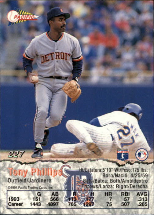 B3005- 1994 Pacific Baseball Cards 1-248 +Rookies -You Pick- 15+ FREE US SHIP - Picture 327 of 349