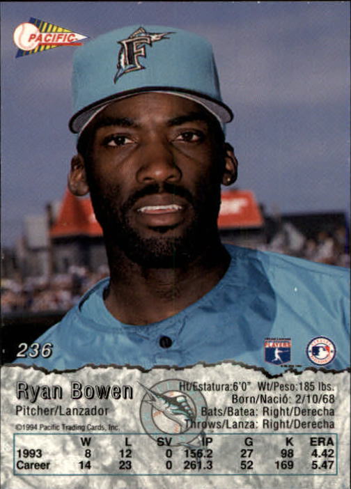 1994 Pacific #236 Ryan Bowen back image