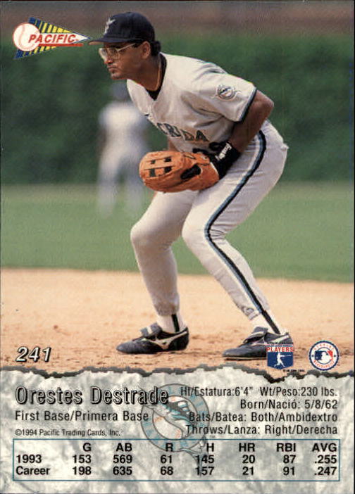 B3005- 1994 Pacific Baseball Cards 1-248 +Rookies -You Pick- 15+ FREE US SHIP - Picture 345 of 349