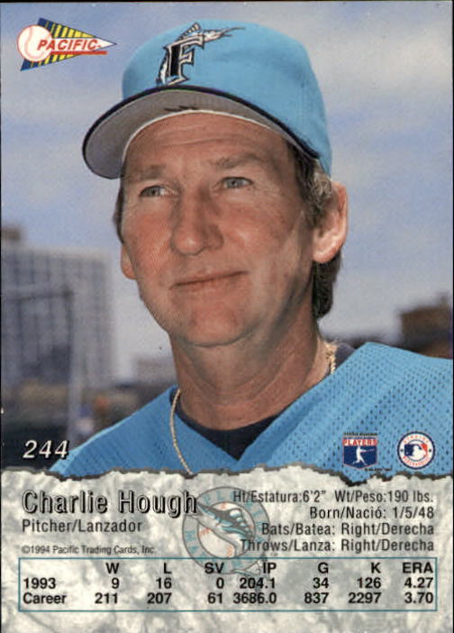 1994 Pacific #244 Charlie Hough back image
