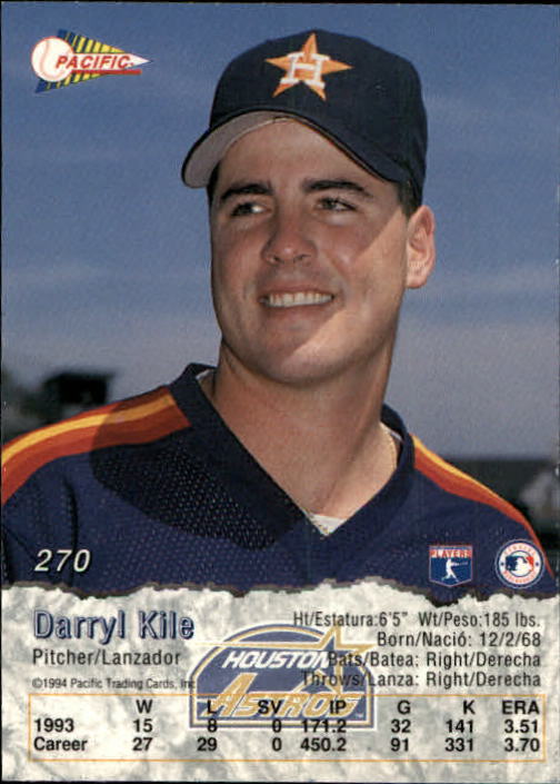 1994 Pacific #270 Darryl Kile back image