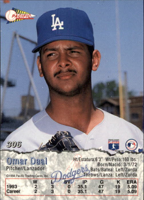 1994 Pacific #306 Omar Daal back image