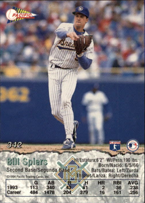 B3005- 1994 Pacific Baseball #s 249-498 +Rookies -You Pick- 15+ FREE US SHIP - Picture 139 of 379