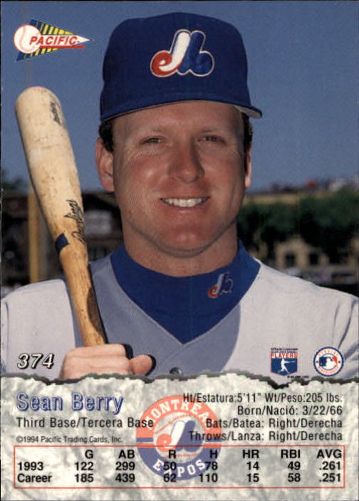 B3005- 1994 Pacific Baseball #s 249-498 +Rookies -You Pick- 15+ FREE US SHIP - Picture 189 of 379